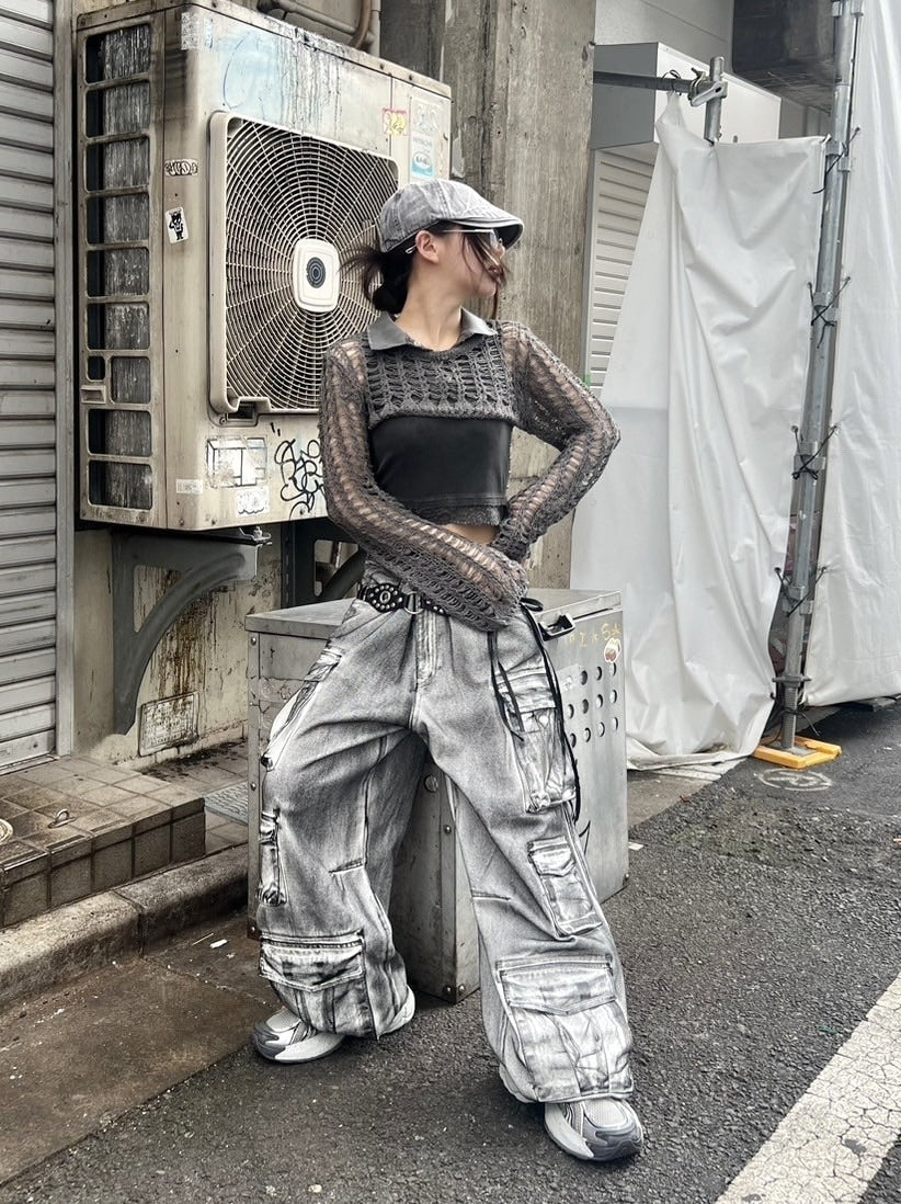 受注制【Never mind the XU】cropped summer knit (3color)