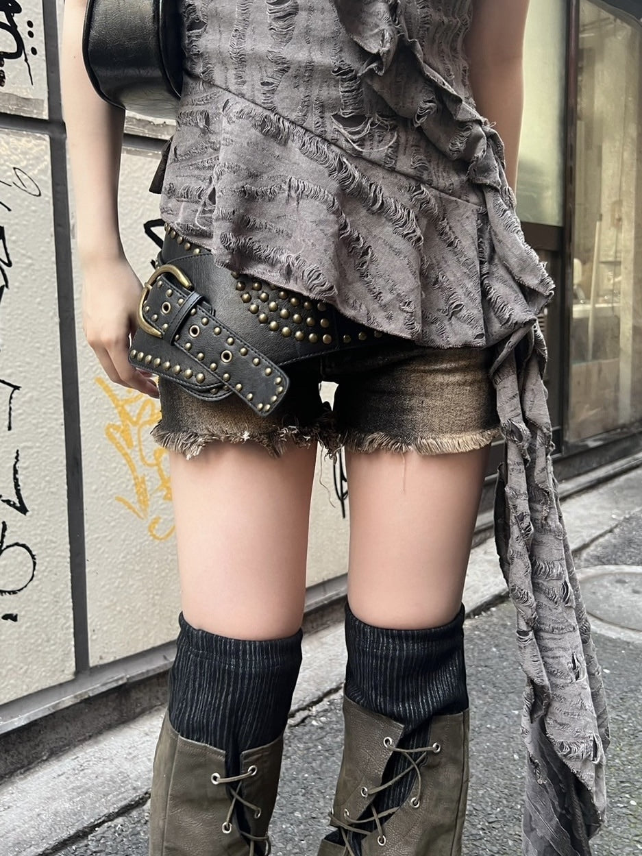 受注制【Never mind the XU】damage frill sleeveless (3color)