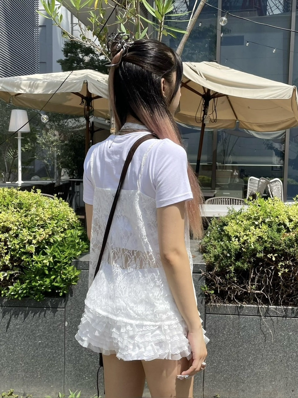 受注制【Never mind the XU】tie scarf lace tops (2color)