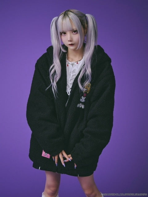 【GALFY×KUROMI】モコモコ丸ボアずきんパーカー / 【ガルフィー×クロミ】ファーロゴ長袖ジップアップパーカー
