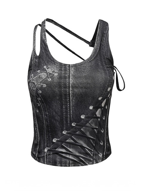 【NACHE】RACE UP PRINTED SLEEVELESS