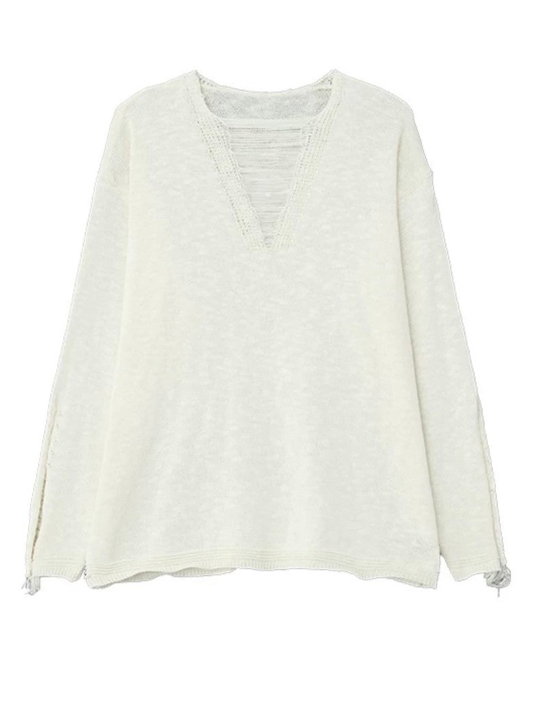 国際配送【LUV CODE】chest damage knit (2color)