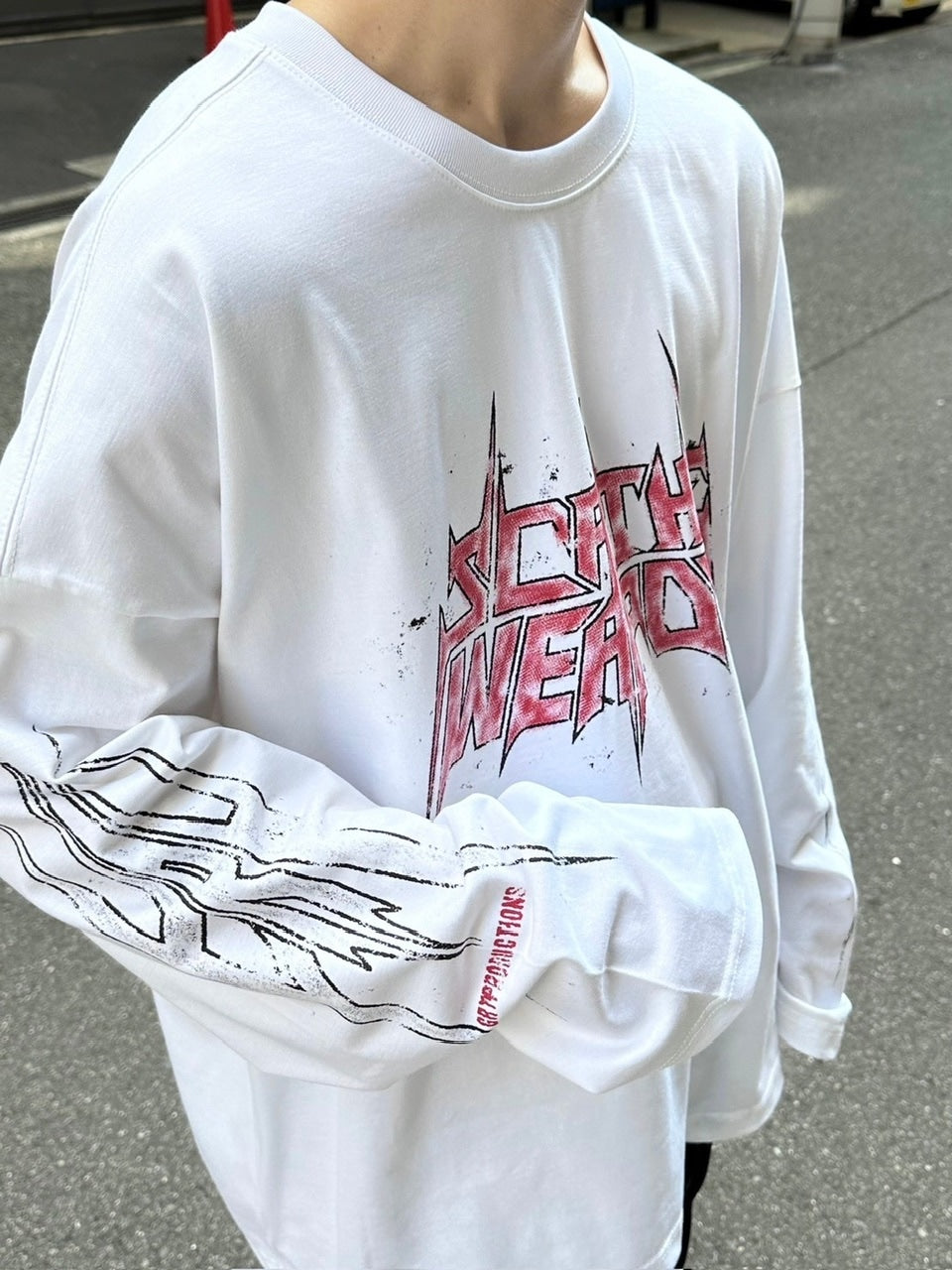 受注制【Chikashitsu +】oversized print long sleeve (2color) / 【チカシツプラス】オーバーサイズプリント長袖Tシャツ