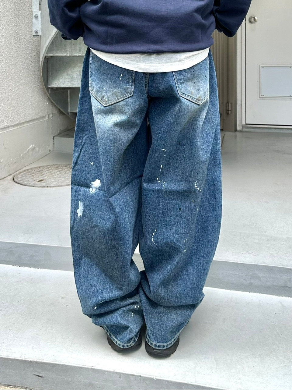 受注制【Chikashitsu +】painted buggy denim pants / 【チカシツプラス】ペイントバギーパンツデニムパンツ