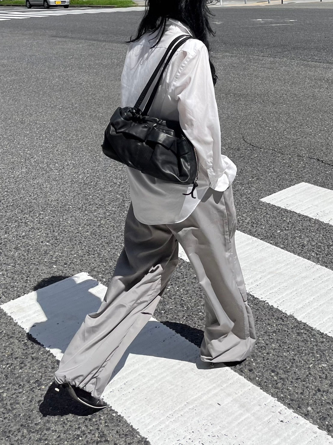 受注制【oaks】tuck design nylon wide pants (2color)