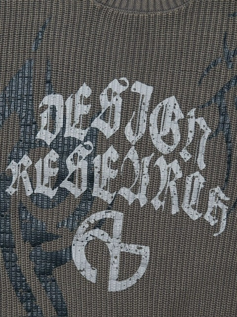 【NOMANUAL】OVERDYED TRIBAL KNIT SWEATER / 【ノーマニュアル】オーバーダイトライバルニット長袖セーター