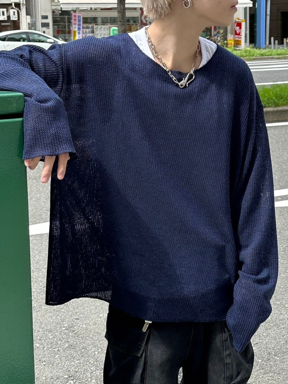 受注制【Chikashitsu +】wide neck light knit (4color)