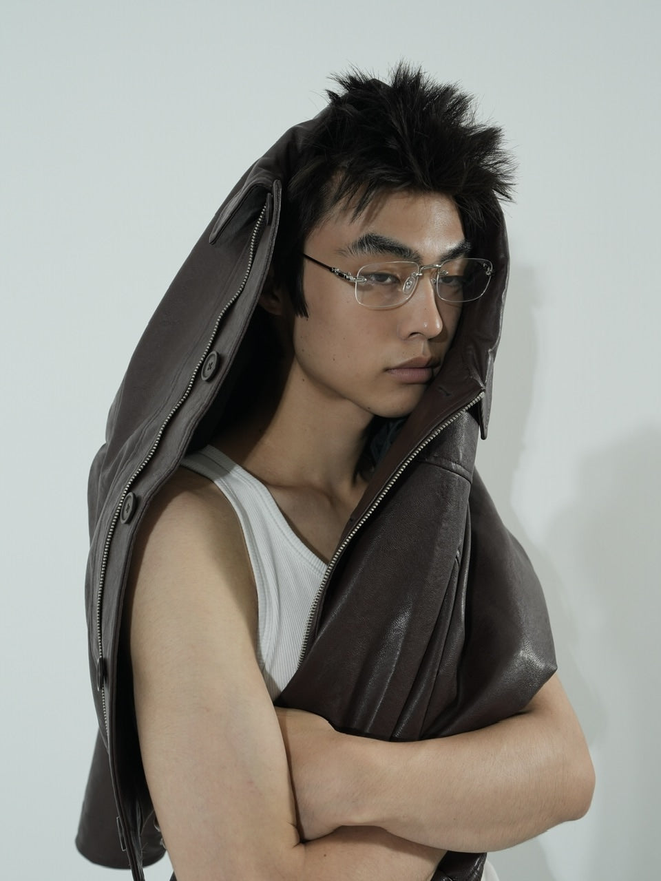 【CS】multi vegan leather blouson (brown)