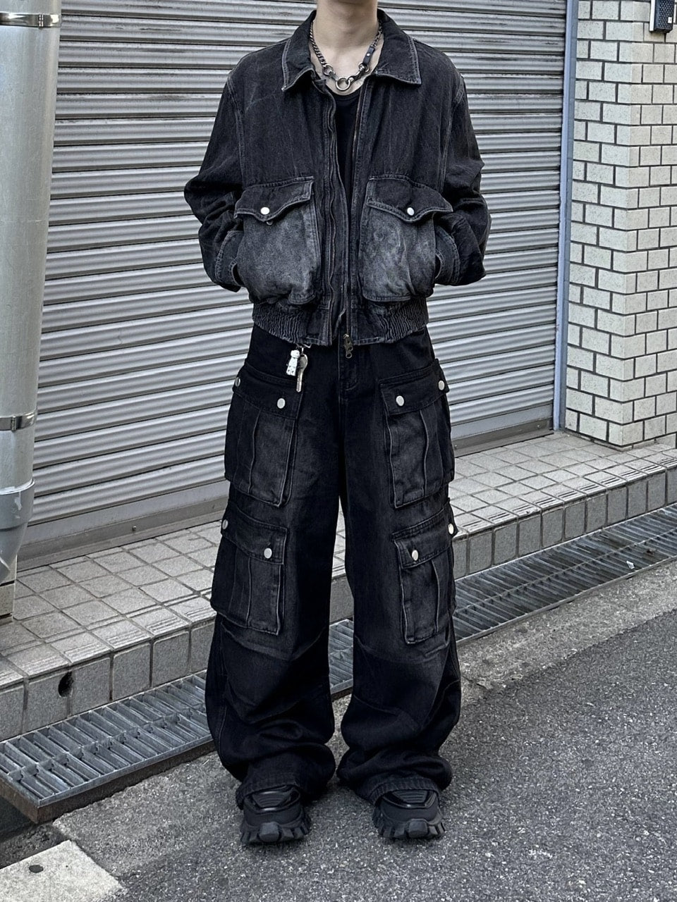 chikashitu + ヴィンテージ加工デニムジャケット 大阪店WEB限定受注制【Chikashitsu +】vintage wash cropped denim