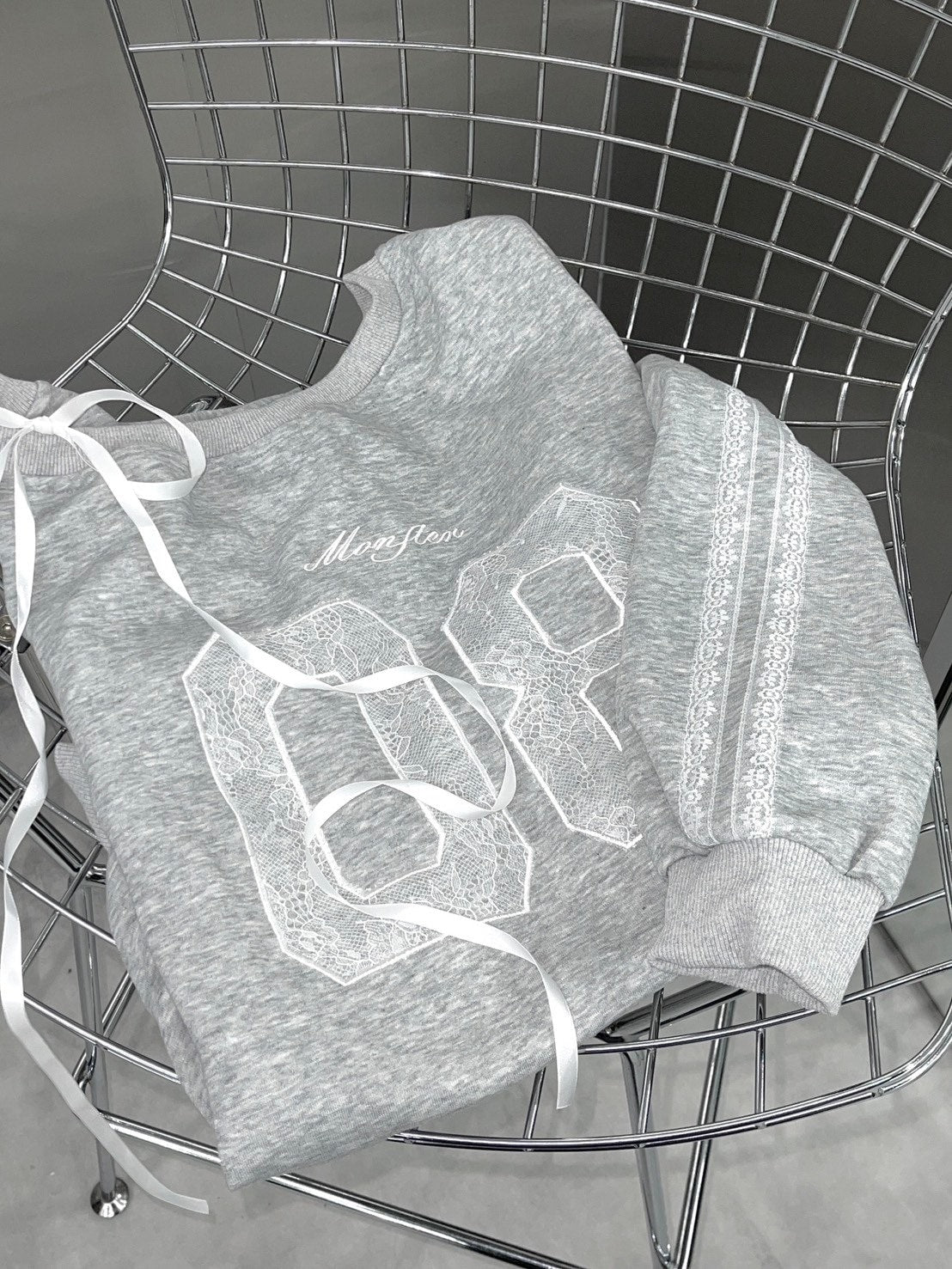 【nmtc +】lace design number sweat onepiece (3color)