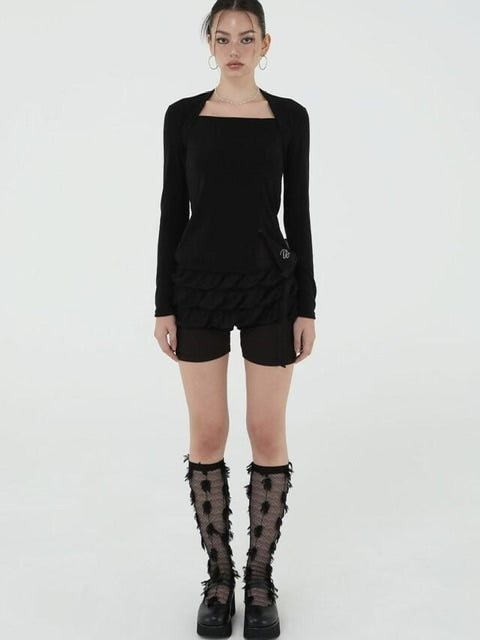 【Uglyshadow】CANCAN WRAP SKIRT PANTS SET