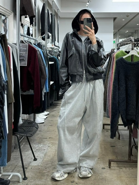 受注制【Chikashitsu +】curve stitch straight sweat pants (3color) / 【チカシツプラス】カーブスティッチストレートスウェットパンツ