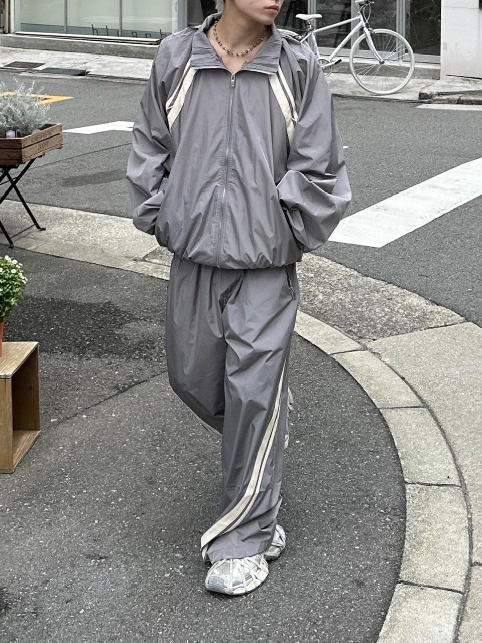 受注制【Chikashitsu +】set up line track jacket (2color) / 【チカシツプラス】セットアップサイドライントラック長袖ジャケットブルゾン