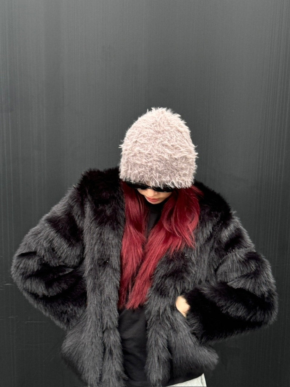受注制【Chikashitsu +】volume fur beanie (4color)