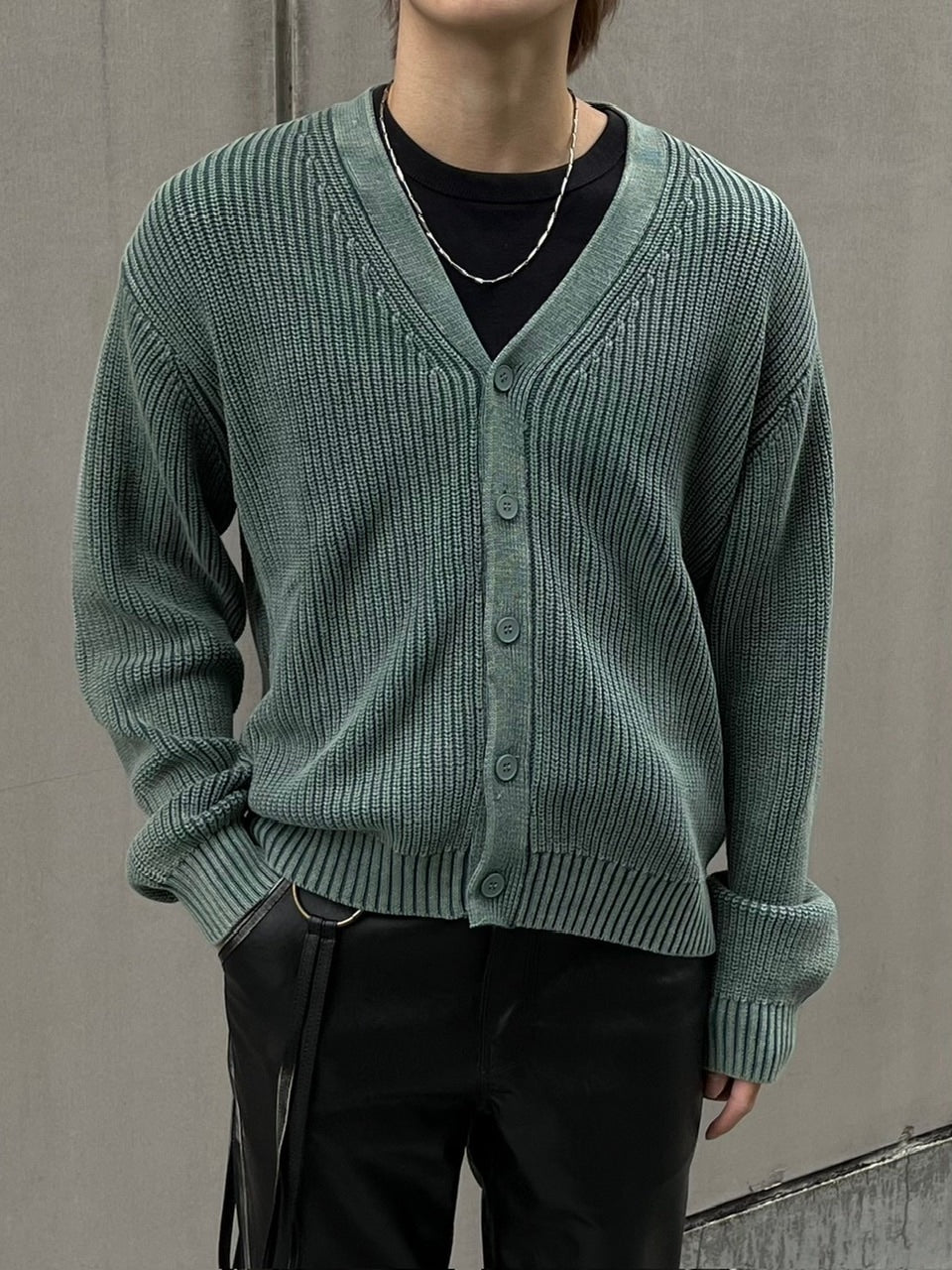 【Chikashitsu +】dirty wash cotton cardigan (3color) / 【チカシツプラス】ダーティウォッシングコットンクロップカーディガン
