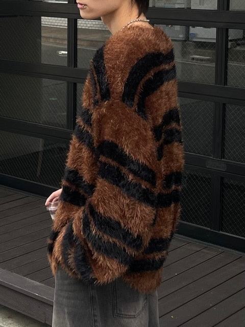 受注制【Chikashitsu +】hairy border knit (3color) / 【チカシツプラス】ヘイリーボーダーニット