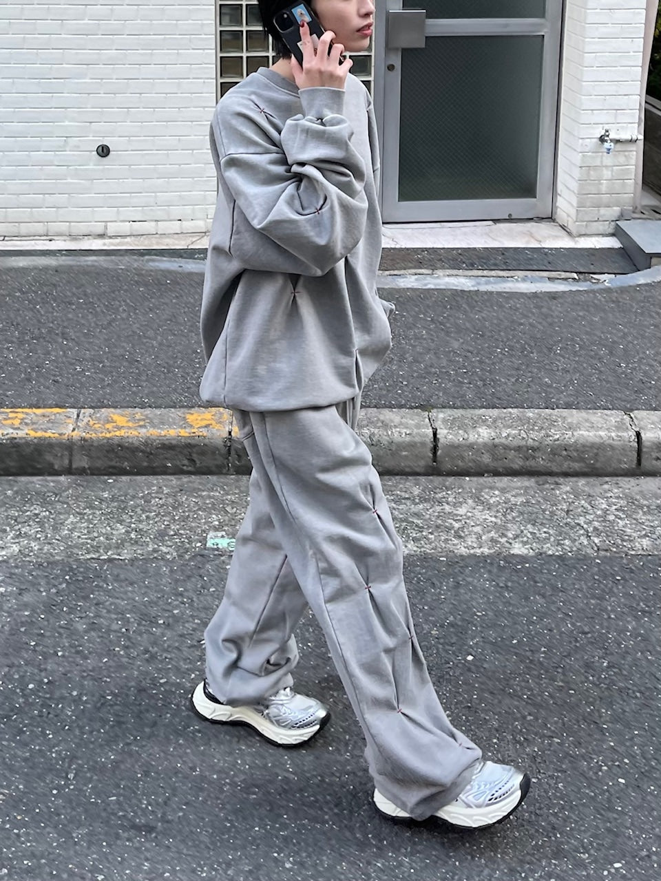 受注制【Chikashitsu +】stitch design sweat (3color)