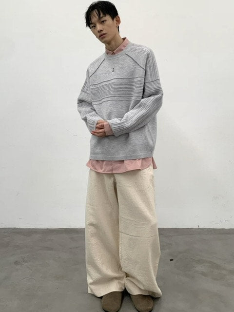 【ARCH by ROARINGWILD】Pattern Contrasting Decorative Thread Wool Sweater