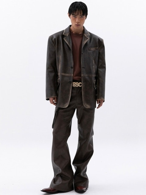 【ESC STUDIO】washing leather 4 buttons blazer