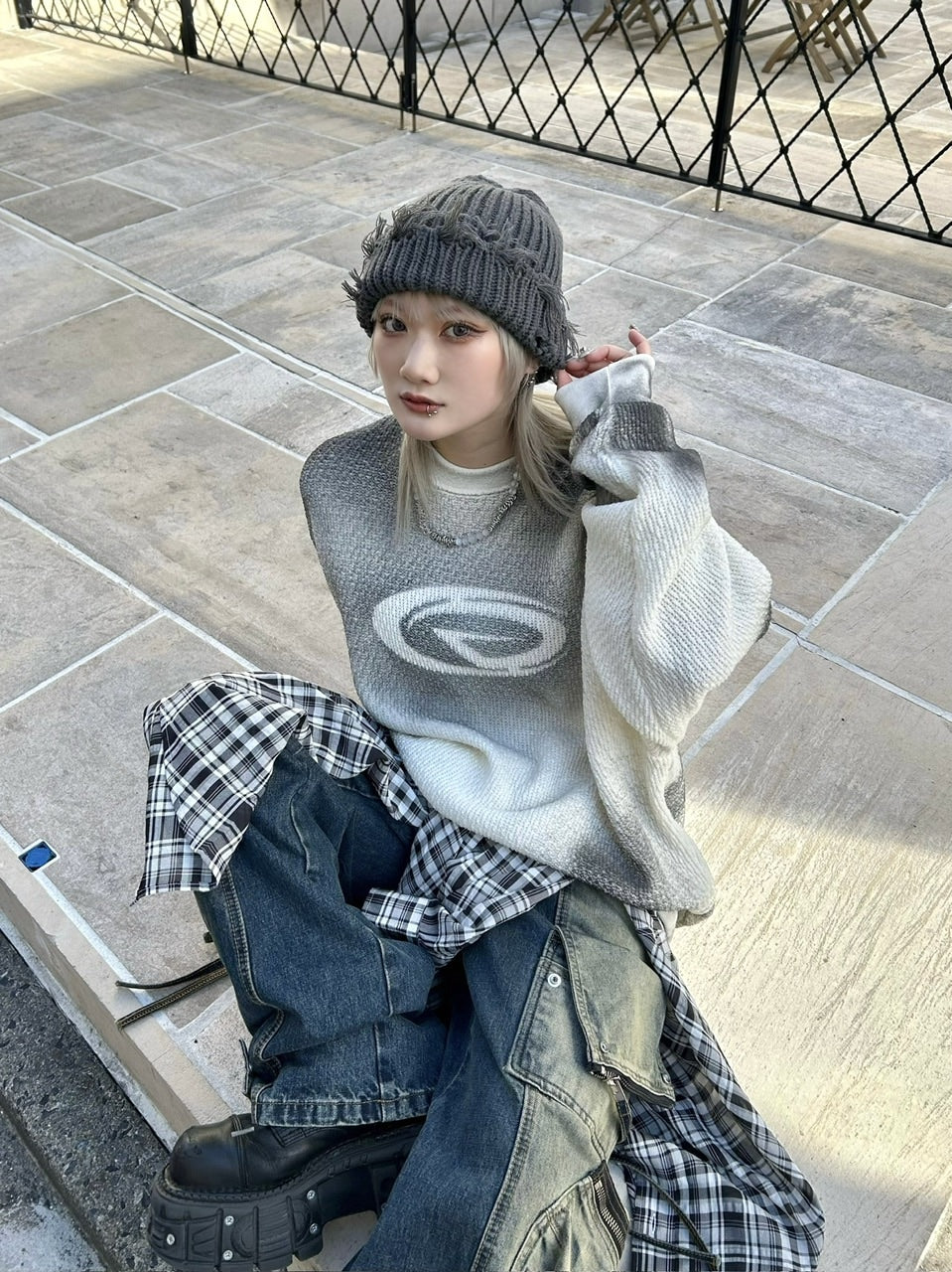 受注制【Never mind the XU】damage beanie (2color)