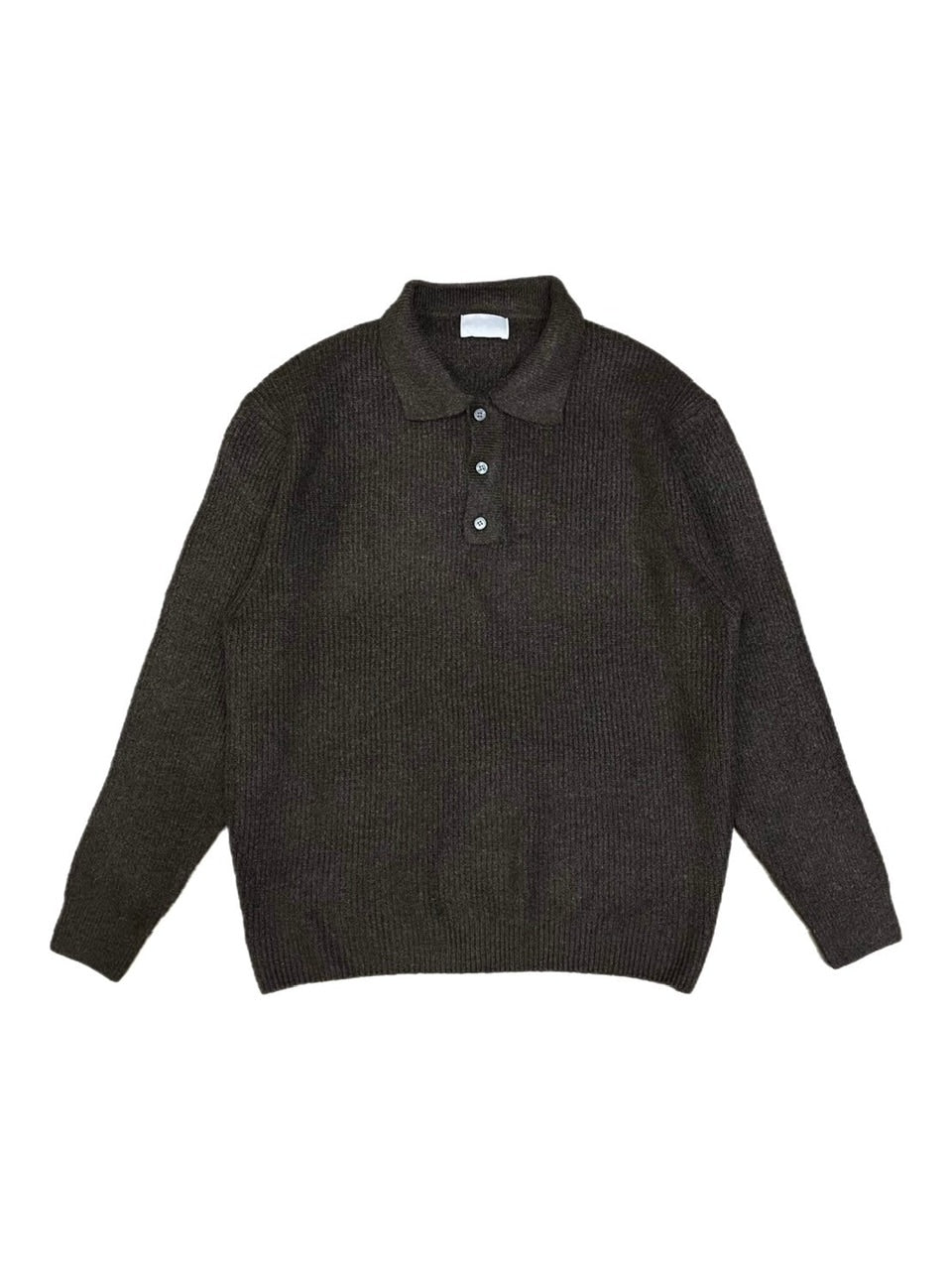 受注制【Chikashitsu +】wool touch lib knit polo (4color) / 【チカシツプラス】ウールタッチリブ長袖ニット