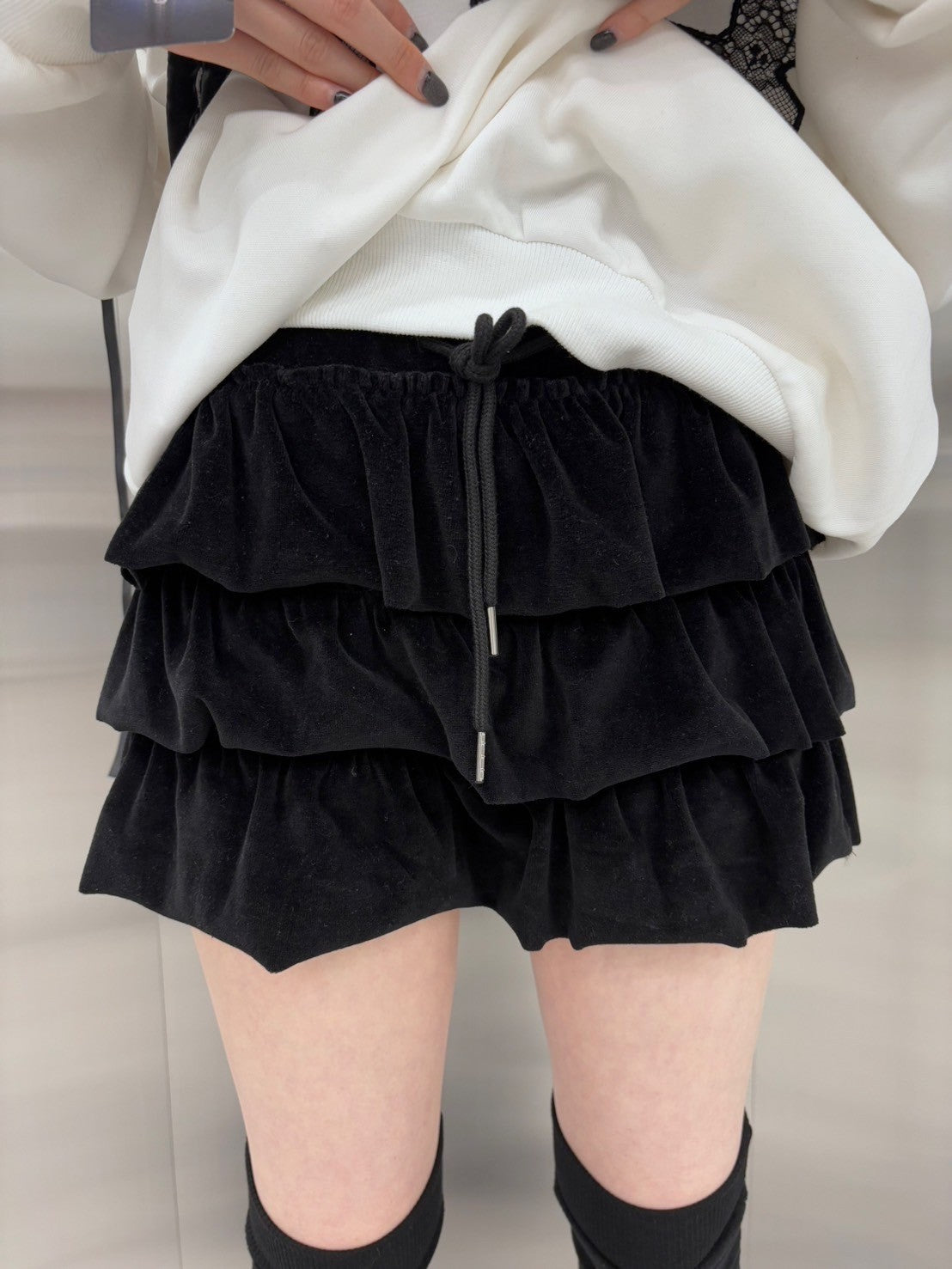 受注制【nmtc +】velours frill skirt (4color)