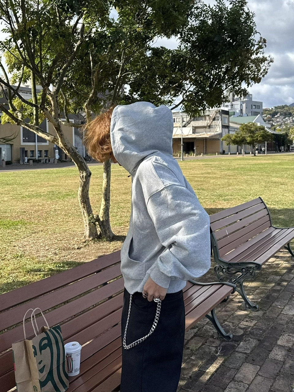 国際配送【RENOL】cropped zip up hoodie (2color)