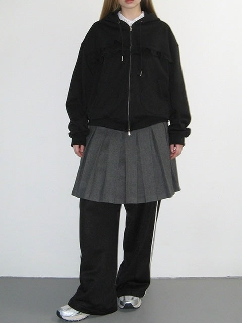 【CRANK】FRILL ZIP-UP HOODIE