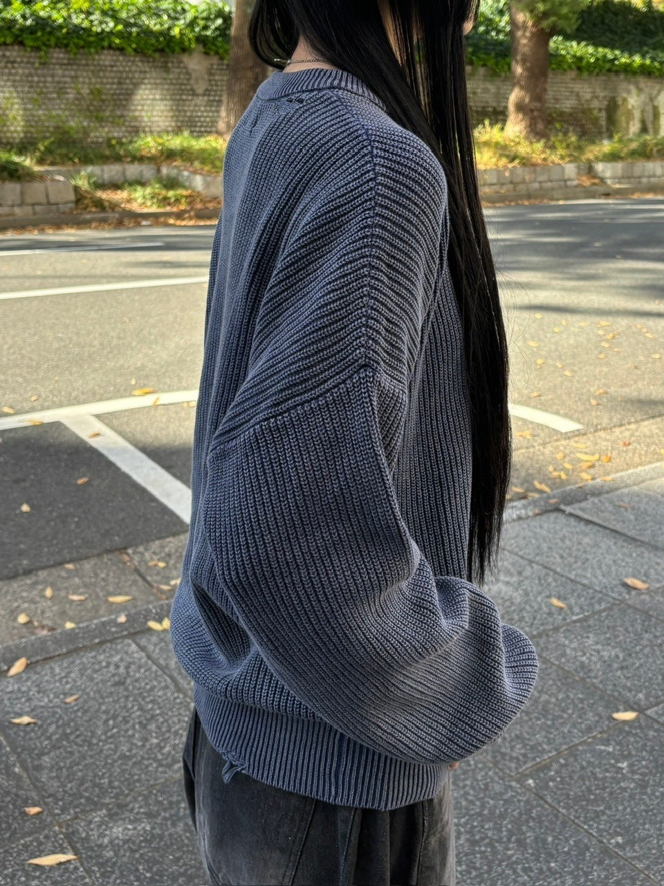 【Chikashitsu +】vintage wash damage knit (3color) / 【チカシツプラス】ビンテージウォッシュダメージ長袖ニット