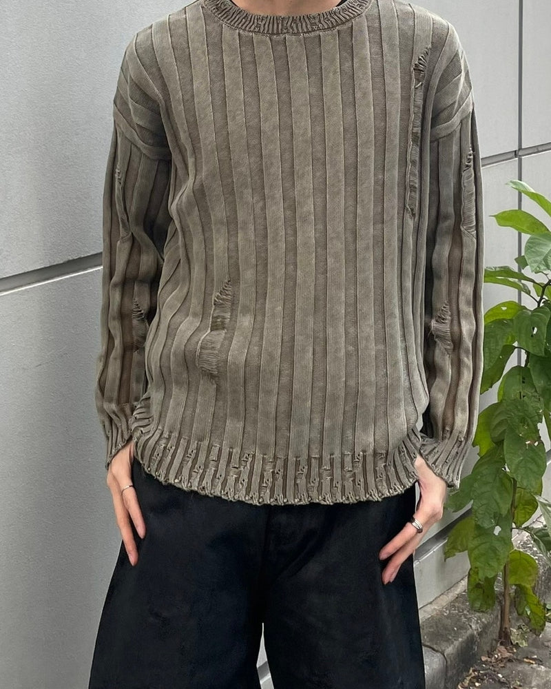 受注制【Chikashitsu +】dirty washing rib knit (2color)