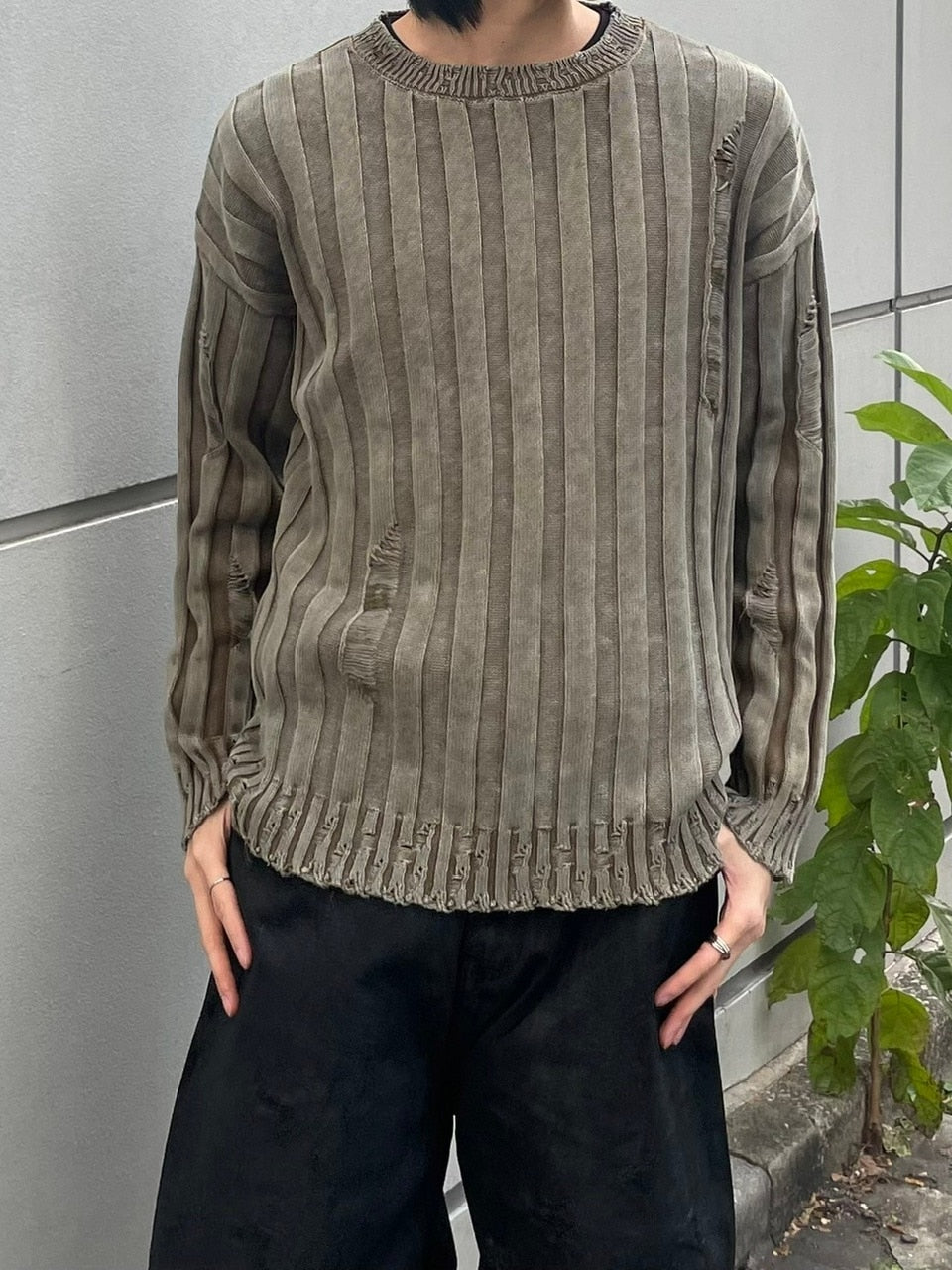受注制【Chikashitsu +】dirty washing rib knit (2color)