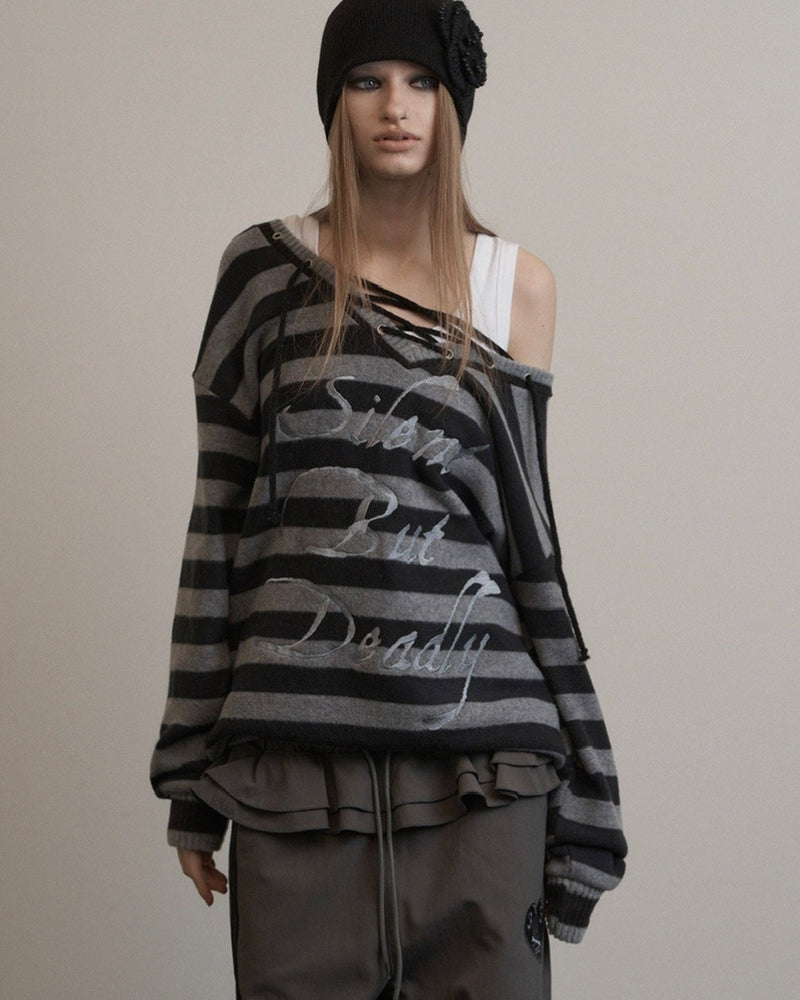 【SETUP-EXE】STRIPE V-NECK MTM / 【セットアップエグゼ】ストライプボーダーVネック長袖ニット