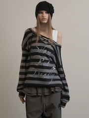 【SETUP-EXE】STRIPE V-NECK MTM / 【セットアップエグゼ】ストライプボーダーVネック長袖ニット