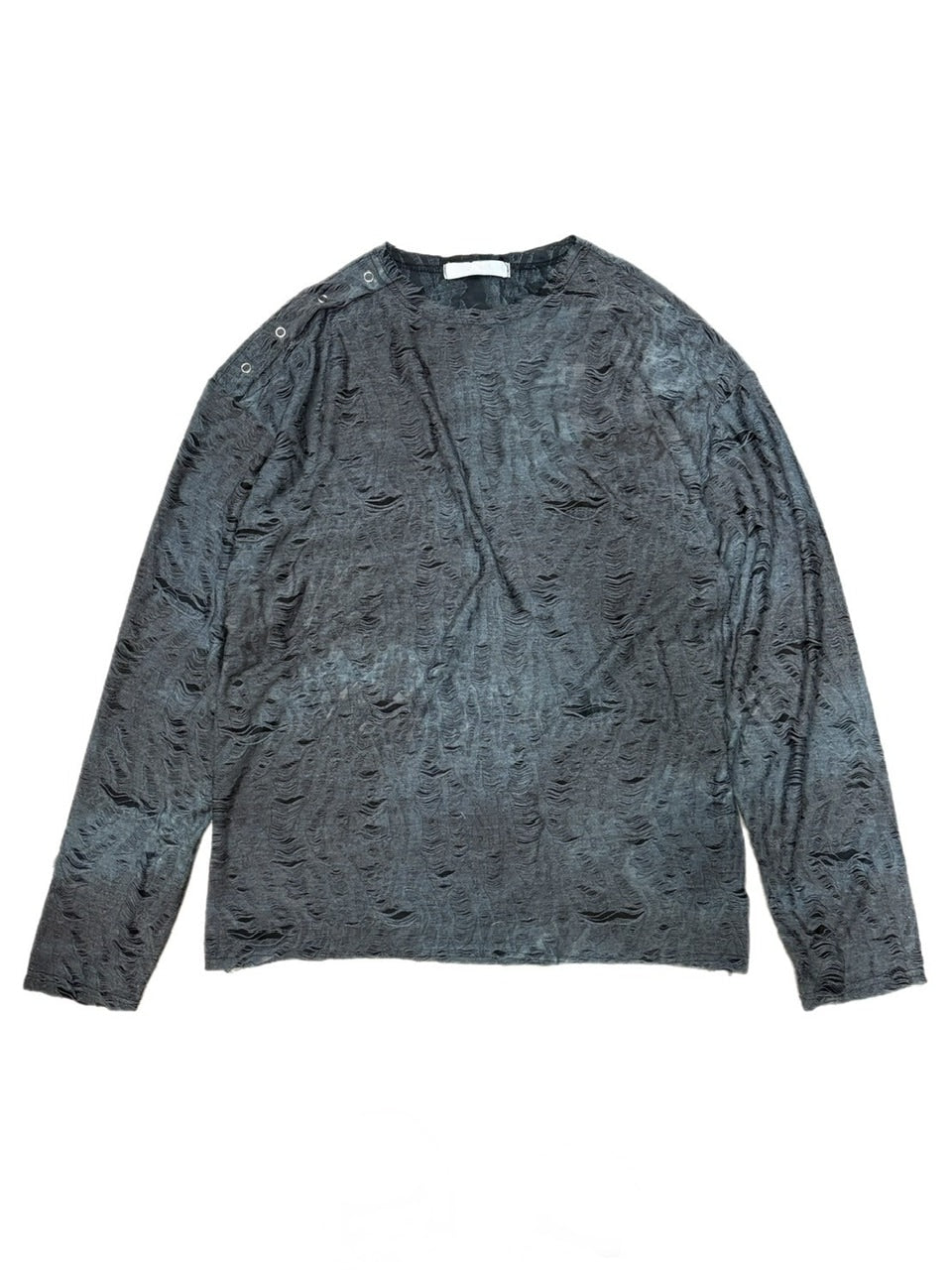 受注制【Chikashitsu +】shoulder button grunge knit (2color)