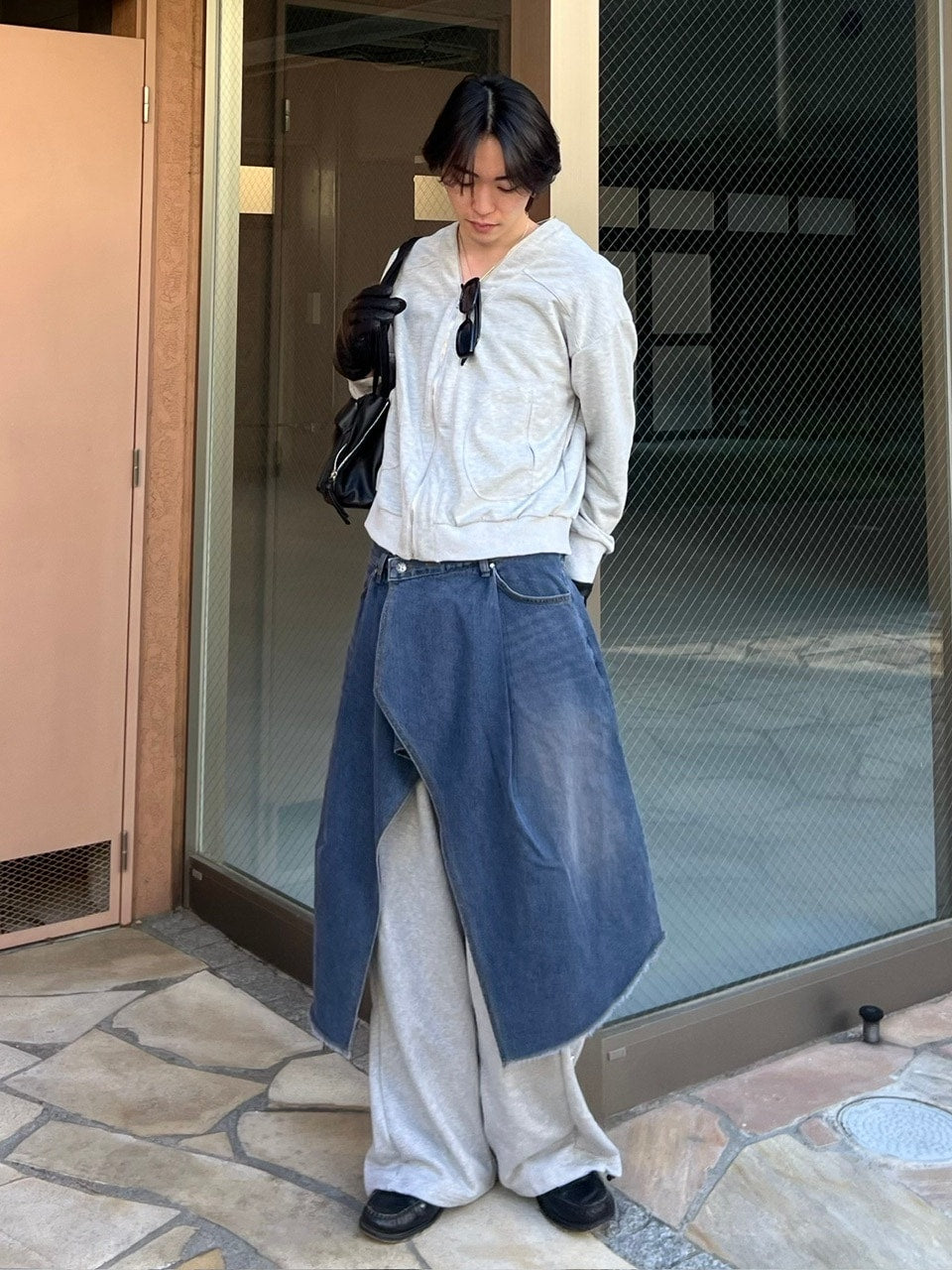 受注制【Chikashitsu +】wrapping design denim skirt (2color)