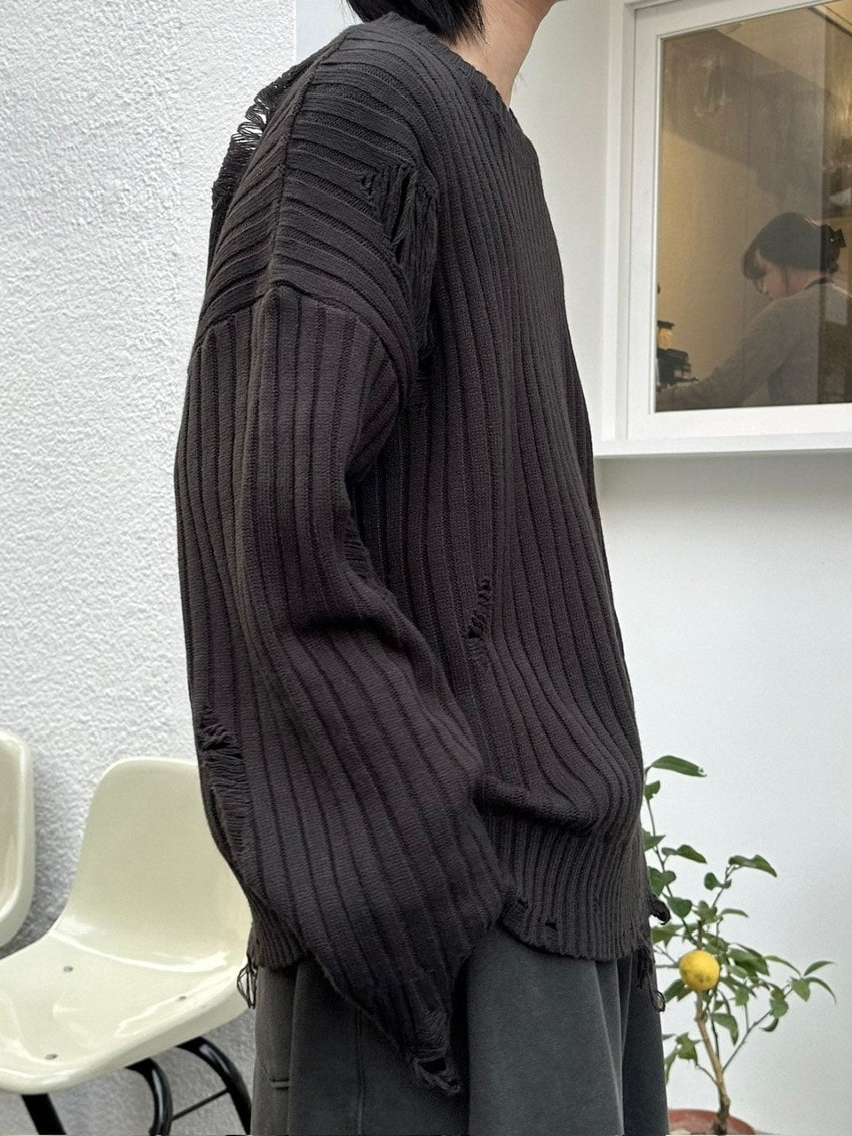 【LUV CODE】oversized damage knit (3color)