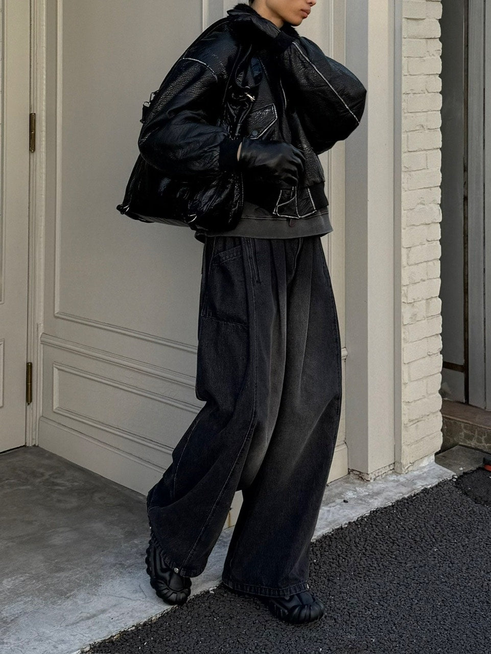 受注制【Chikashitsu +】antique like eco leather tote bag / 【チカシツプラス】アンティーク風エコレザートートバッグ