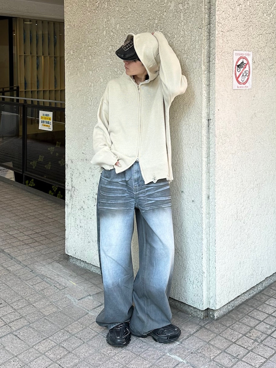 大阪店WEB限定受注制【Chikashitsu +】full zip up knit hoodie (3color)