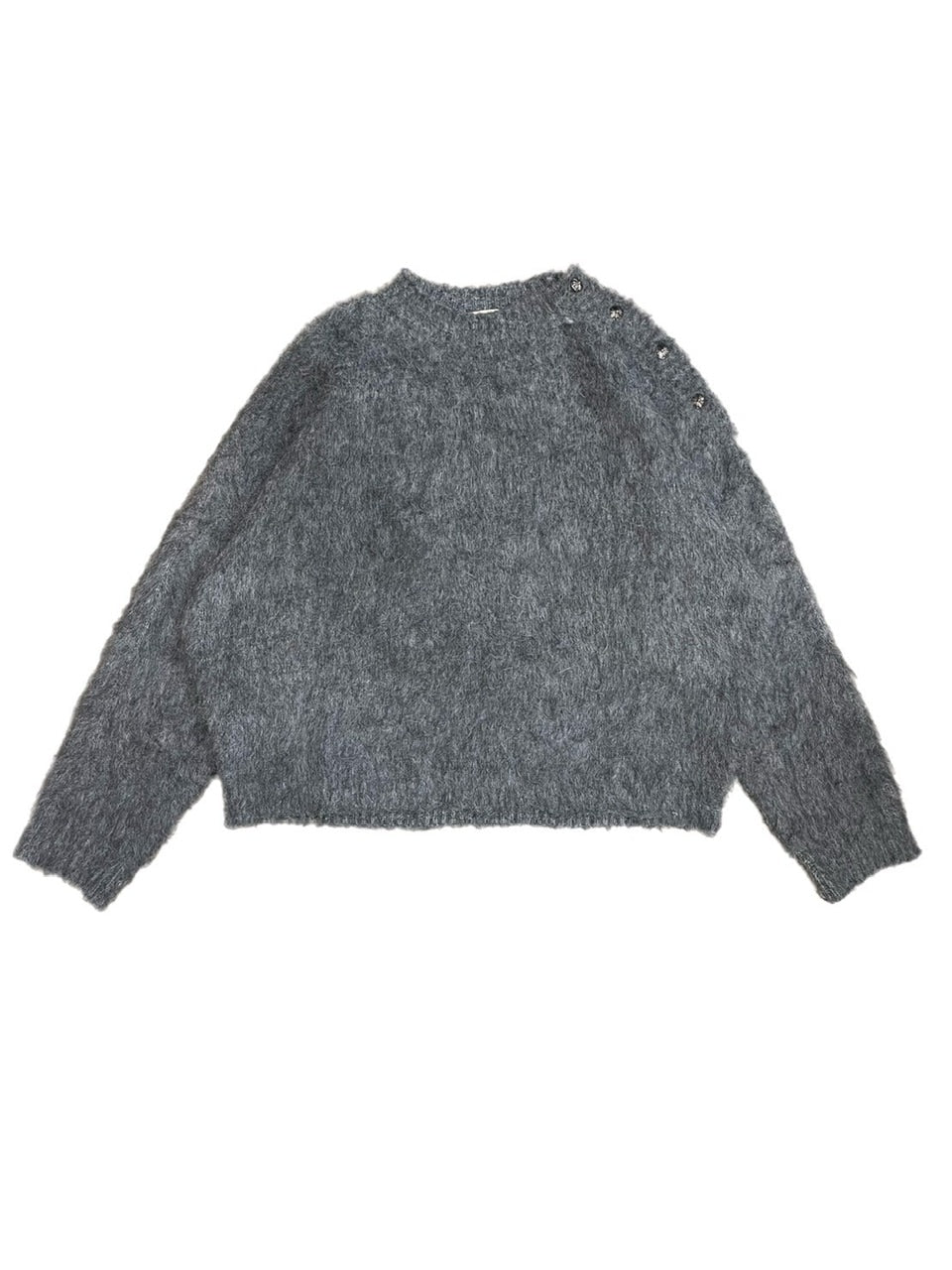 【Chikashitsu +】half off shoulder button knit (3color)