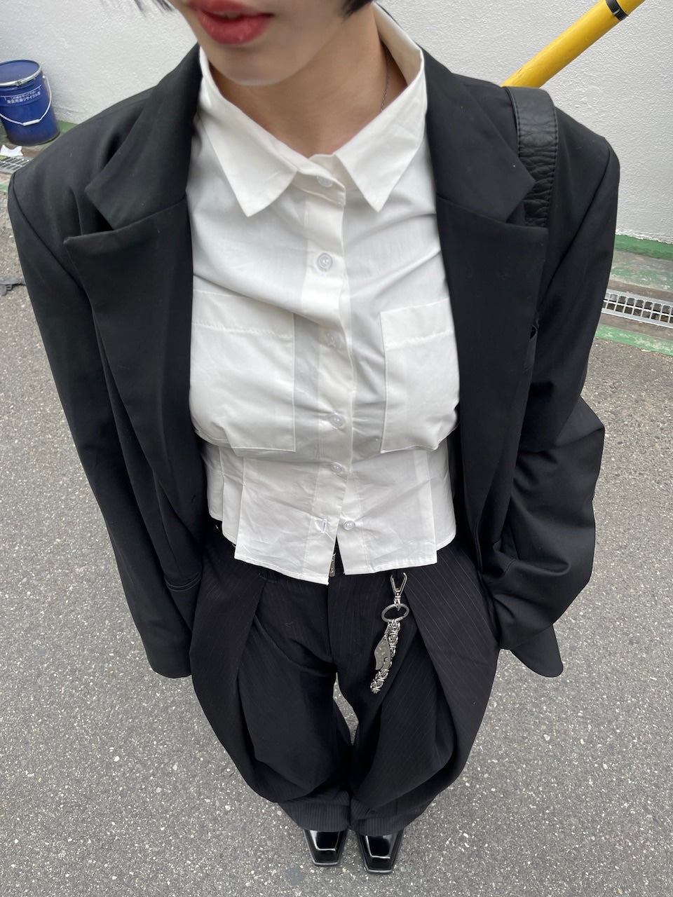 受注制【oaks】cropped pintuck pocket shirt (3color)