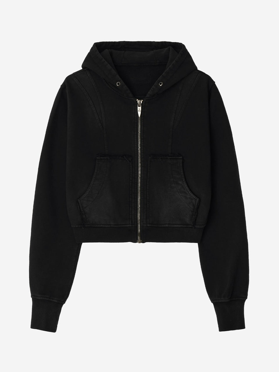 【BLR BLUER】BLEACHED CURVED INCISION SWEAT HOODIE ZIP-UP (Ｗ)