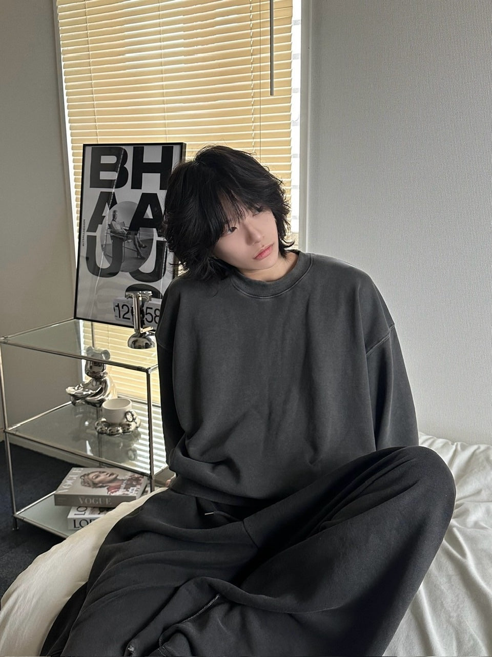 受注制【LUV CODE】pigment sweat shirt (2color)