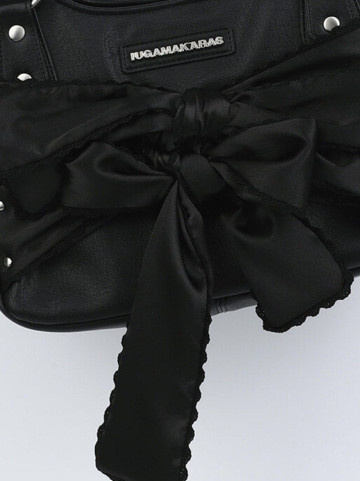 【IUGAMAKARAS】Laced Ribbon Leather Shoulder Bag