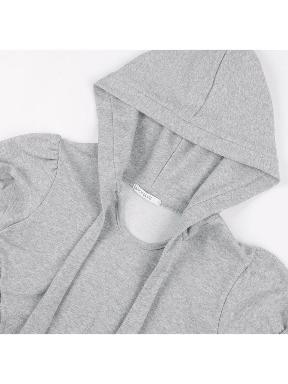 【FANCY CLUB】PUFF ROUND SCARF HOODIE / 【ファンシークラブ】パフスリーブラウンドネックスカーフショートパーカー