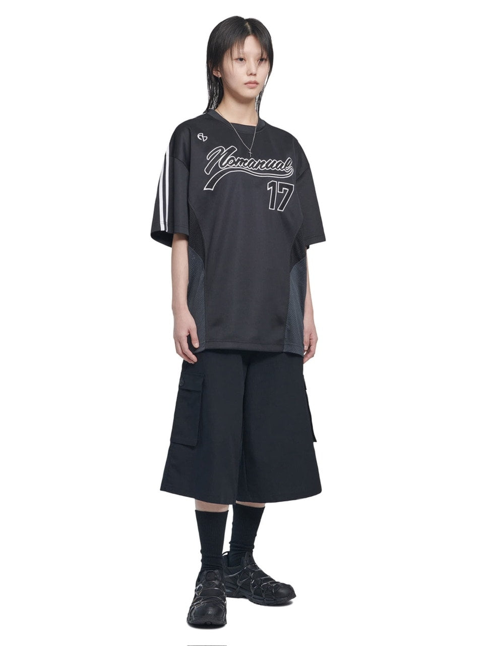 【NOMANUAL】SWEEP BASEBALL JERSEY / 【ノーマニュアル】ベースボールジャージロゴ半袖Tシャツ