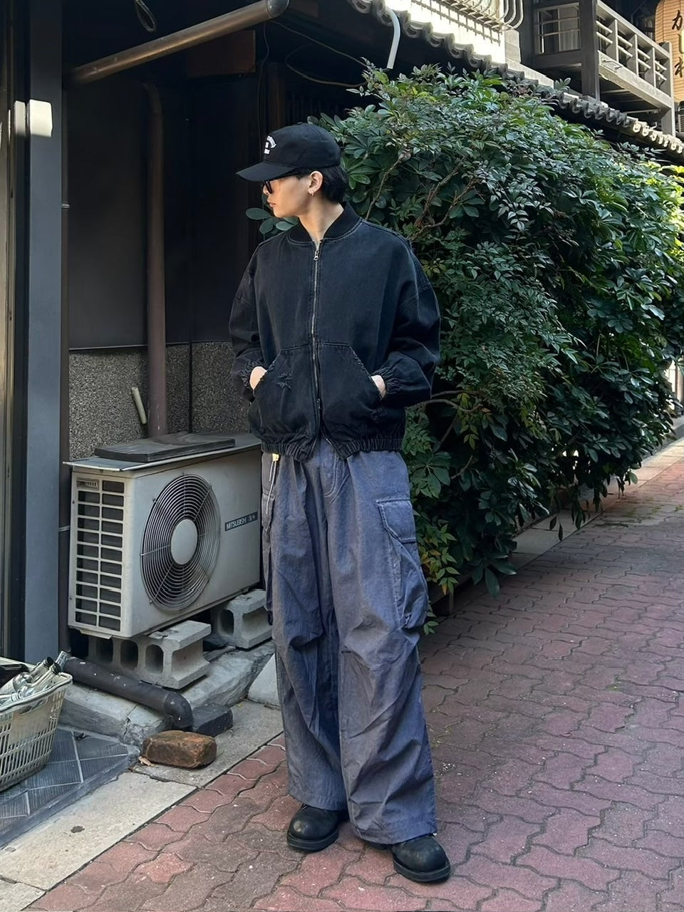 【Chikashitsu +】denim flight bomber jacket (2color)