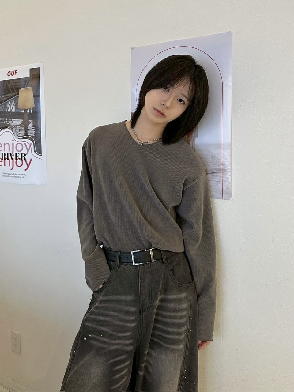 【LUV CODE】v neck rib knit (3color)