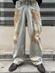 受注制【Chikashitsu +】bloody wash damage denim pants / 【チカシツプラス】ウォッシングダメージデニムパンツ