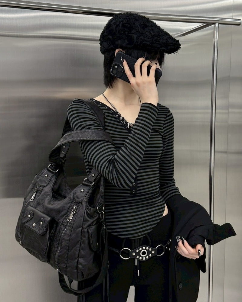 受注制【nmtc +】border snap long sleeve (2color)