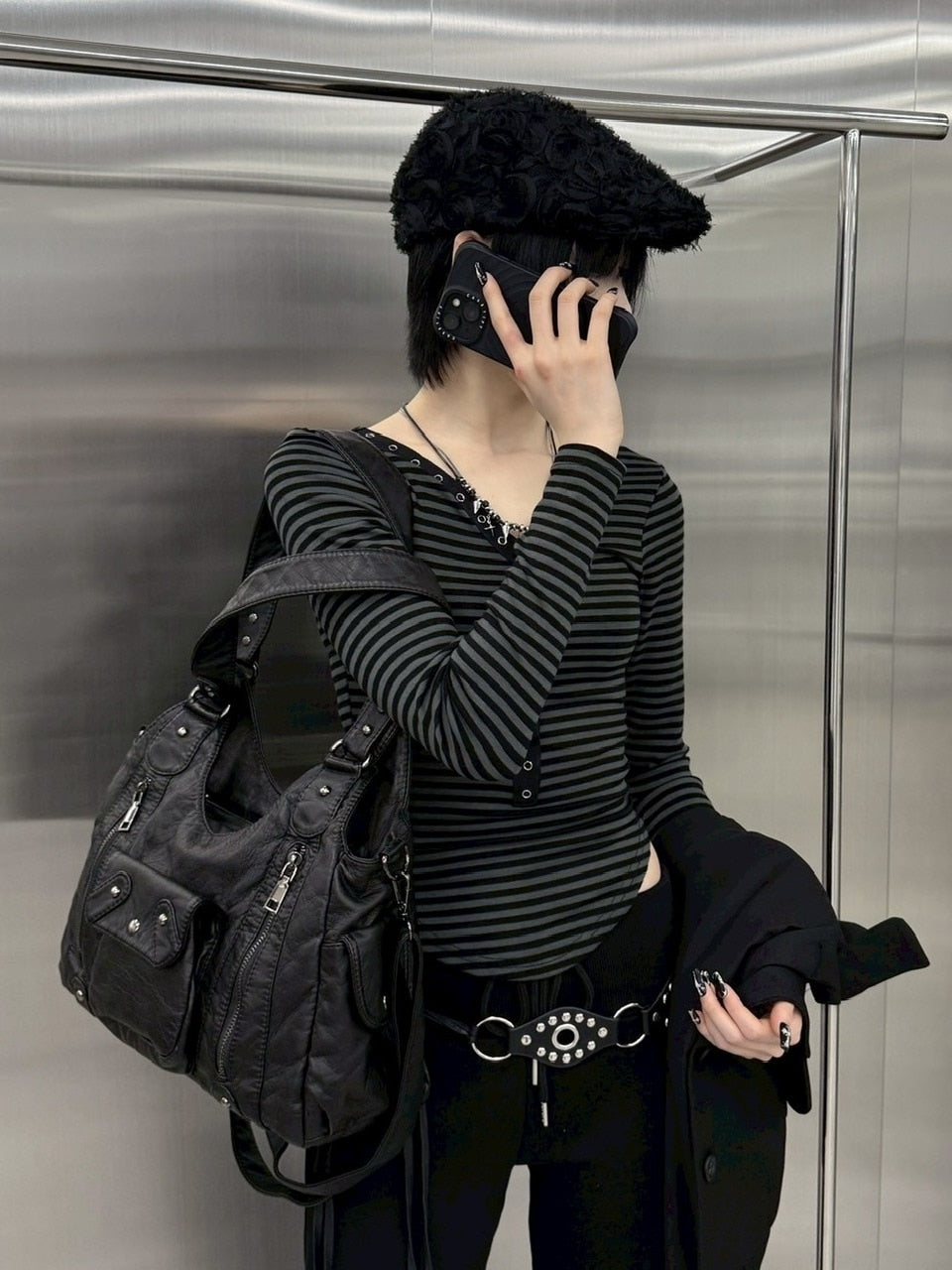 受注制【nmtc +】border snap long sleeve (2color)